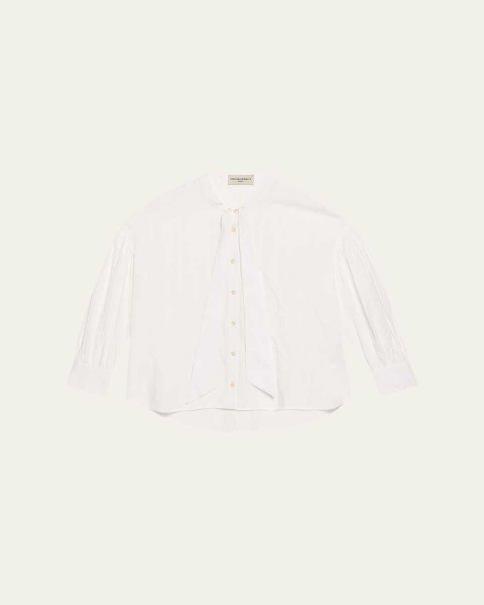 Molly Tie-Neck Textured Stripe Top